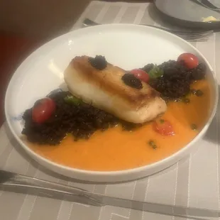 Chilean Sea Bass with lentils
