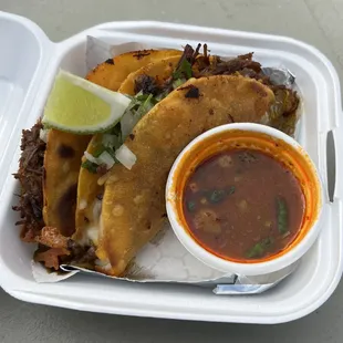 Crispy Birria dip taco