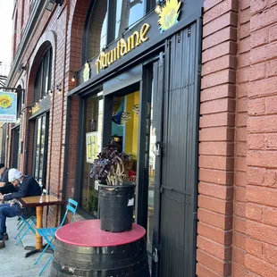 Outside the restaurant