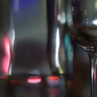 Wine glass at Aquitaine on Church Street, looking out the front window