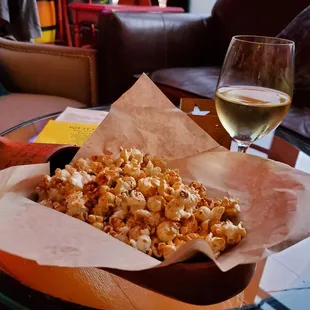 Basque Popcorn (in a wooden shoe!) and Ugni Blanc...delightful!  The rest of the menu is delicious too - very authentic French food.