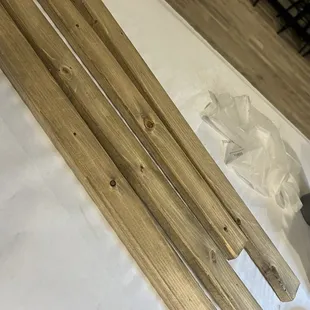 First we stained the wood