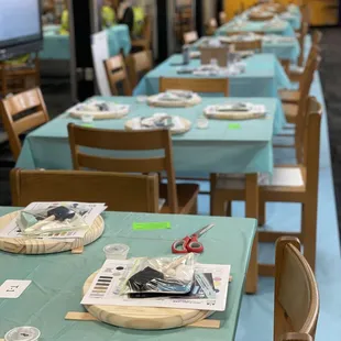 Table set up for off-site event at a Dallas ISD elementary.