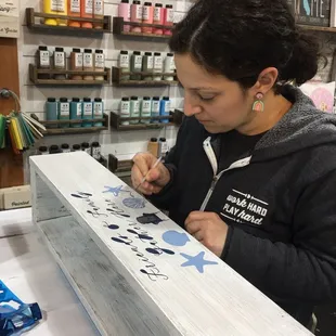 Nar showed me how to peel a stencil that is intricate.