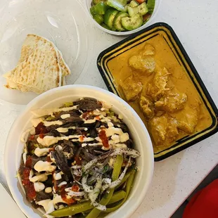 Curry Chicken Lamb/beef rice bowl  Cucumber Salad