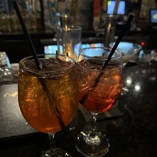 Drinks from left to right: Spritz Veneziano + Campari Spritz