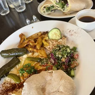 Sampler and hummus wrap