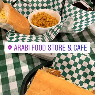 Oyster poboy and steak dinner
