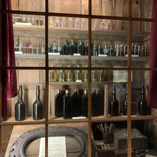 Some collected items including original glass window