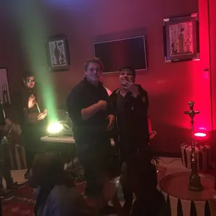 a group of people in a room