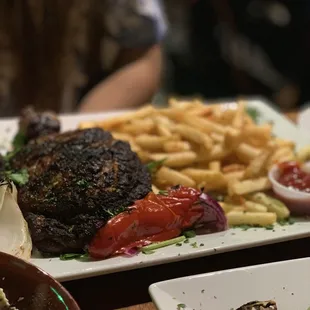 two plates of food on a table