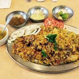 a large plate of birya rice