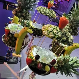 a bicycle made of fruits and vegetables