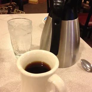 How to serve coffee, turn pot handle towards the client.