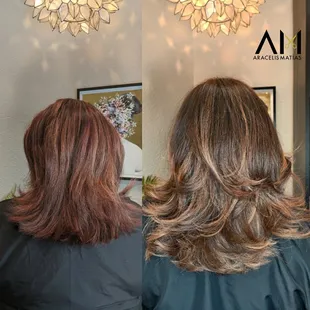 After seven months of doing her hair. Much longer, healthier and shinier.