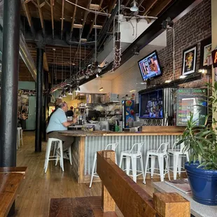 Inside the restaurant.