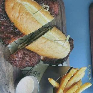 Chicken sandwich, strawberry lemonade