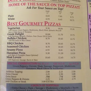 pizza, menu