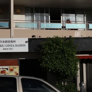 a car parked in front of a building