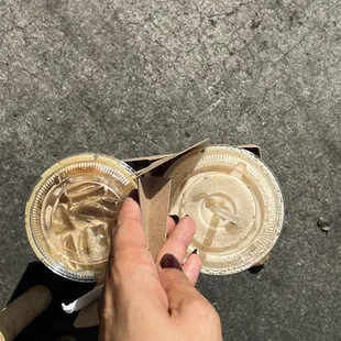 Iced horchata coffee and lavender coffee