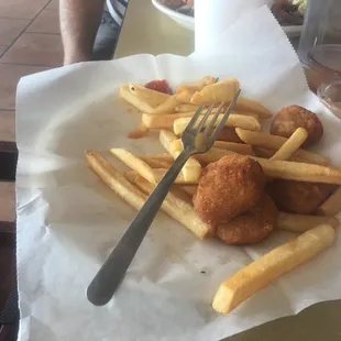 Chicken and fries for child