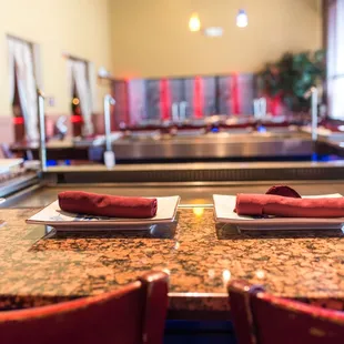 interior, sushi and sashimi