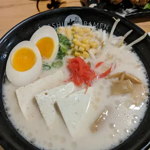 Veggie Ramen with soft boiled egg added