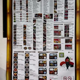 Menu on wall.