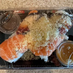 Sexy girl in take out container.