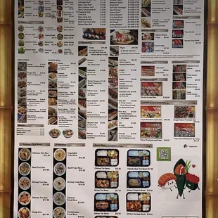 Their menu right by the register