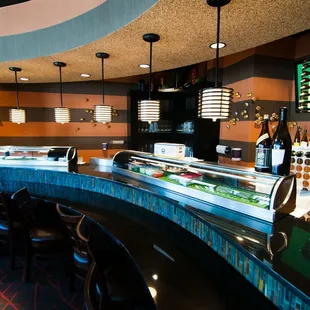 interior, sushi and sashimi