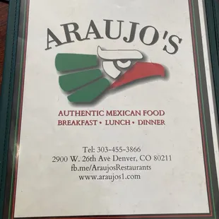 a menu for a mexican food restaurant