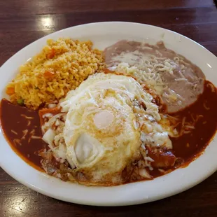 Enchiladas Special with my request of two eggs on top