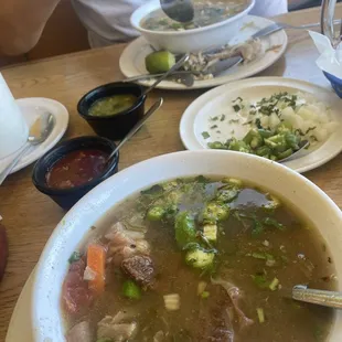 Chicken and beef soups and sides