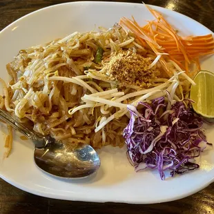 Pad Thai with Seitan! SO GOOD AND SO MUCH FLAVOR! Ask them for a side of their chili sauce for an extra kick!