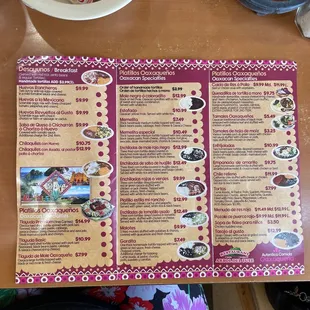 menu
