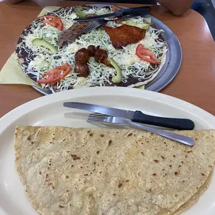 Quesadilla and tlayuda