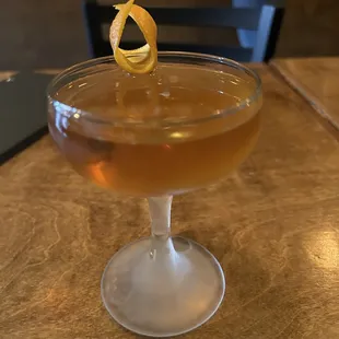 a cocktail in a coupe glass