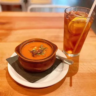 Gazpacho; Iced Tea