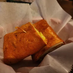 a sandwich in a basket