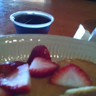 Flavored syrup with the pancakes. not real.
