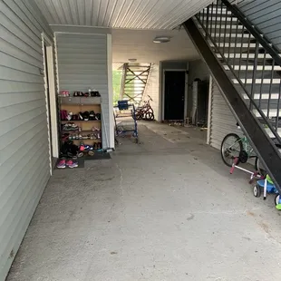 Outside is often used as storage by tenants