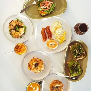 a variety of breakfast foods