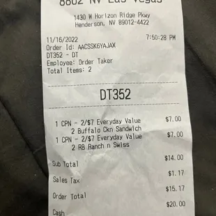 a picture of a receipt