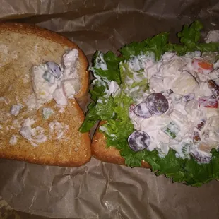Hardly any chicken salad. Bummed.