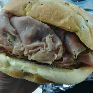 I have no complaints when I&apos;m served a sandwich with this much meat.