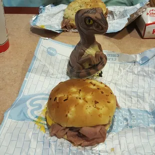 Bob the Raptor Says "Beef and Cheddar Prey!"