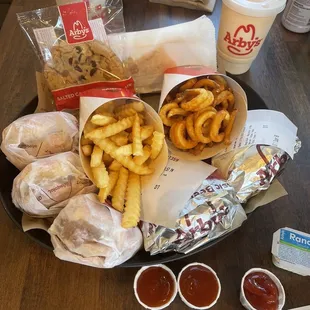 a tray of food on a table