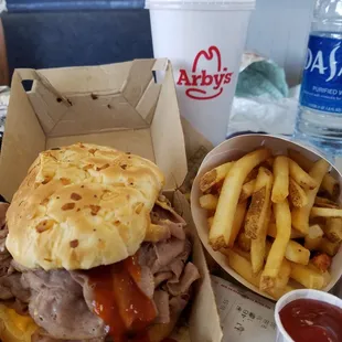 Beef &amp; Cheddar half pounder, medium beverage, and medium fries. $11.45. (11/11/2019)
