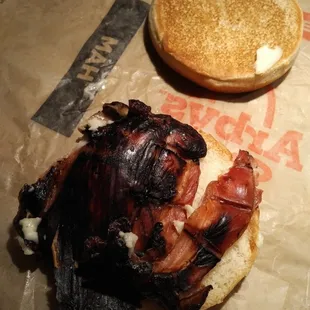 "Food" from #Arbys at 4841 N. Oak Trfwy, KCMO. They can't figure out that the end of any of their meats is non-comestible? #poorManagement